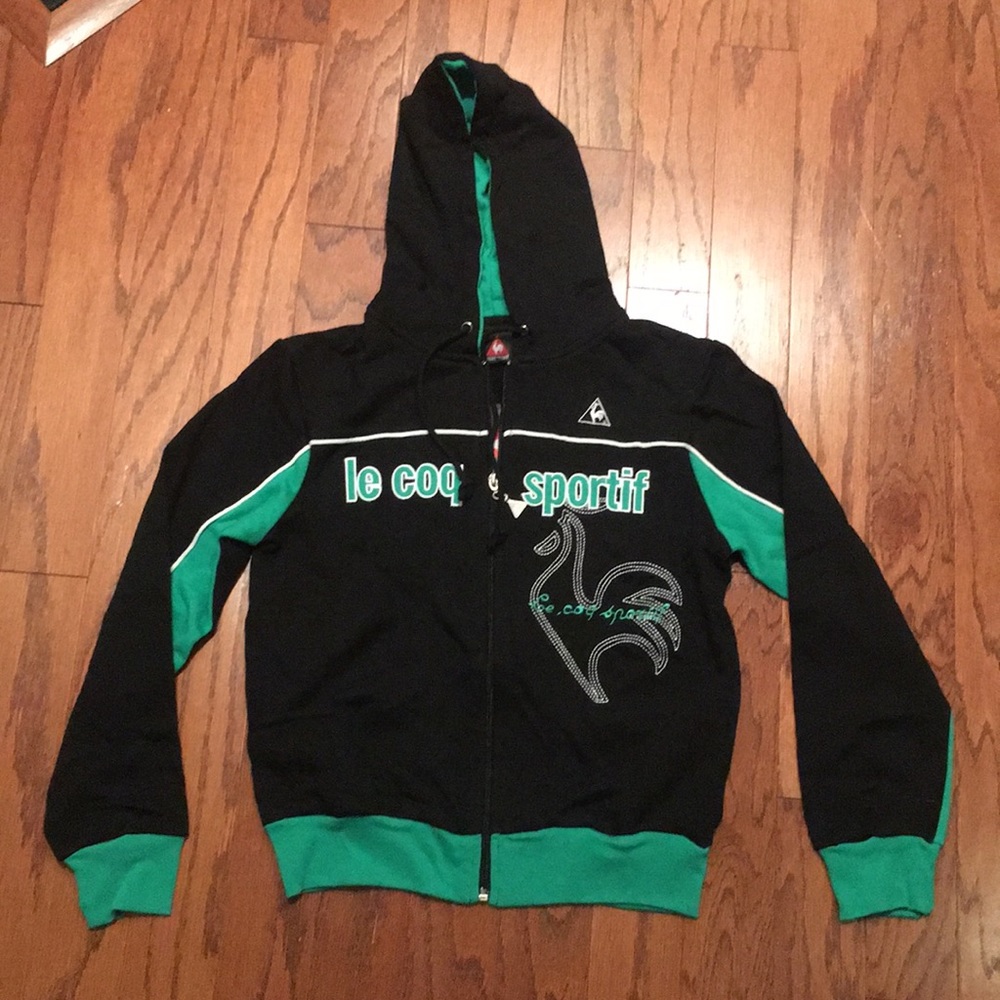 Le Coq Sportif Hoodie Black emerald green✅
